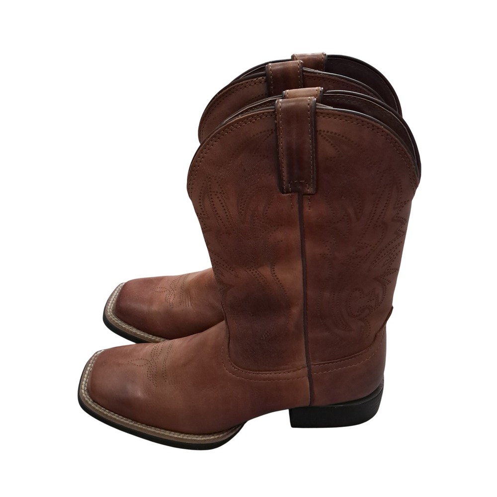 Nocona Cowboy Boots Womens 8C Wide Brown Square Toe Leather Western Cowgirl